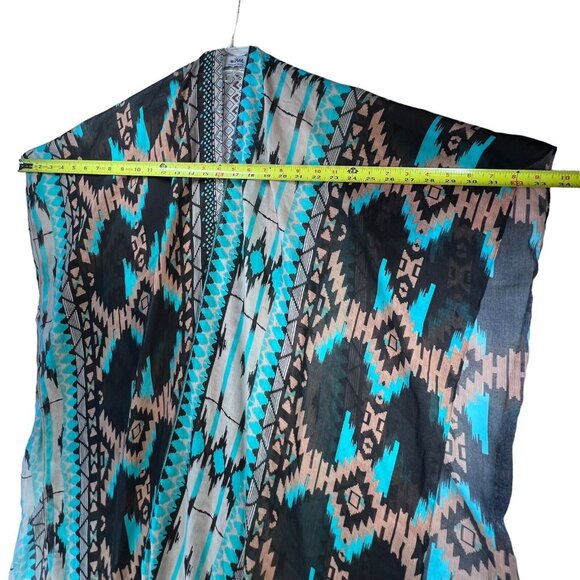 Vera Neumann NWT Fringed Tribal Shawl Wrap OS Boho Aztec Western Turquoise Tan - Picture 8 of 8